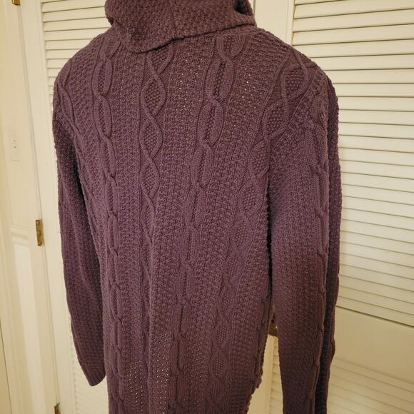 Jeanne Pierre Purple Cable Knit Cowl Neck Sweater Women's XL Cozy Pullover - Picture 5 of 9